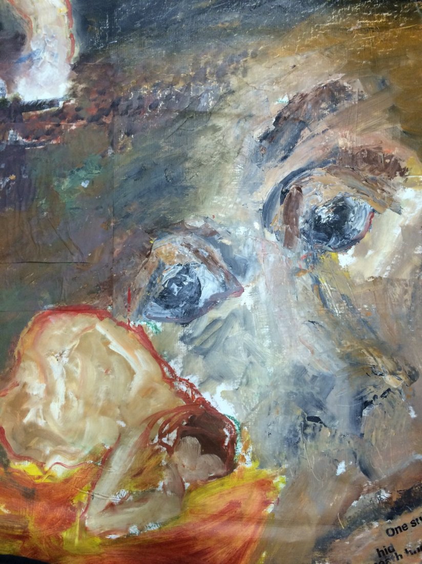 MODERN PORTRAIT OIL PAINTING RALPH NEADERLAND: MODERN PORTRAIT OIL PAINTING ON PAPER MEASURES 28 BY 50 ARTIST RALPH NEADERLAND IT IS NOT FRAMED AND IN GOOD CONDITION WE OFFER IN HOUSE SHIPPING