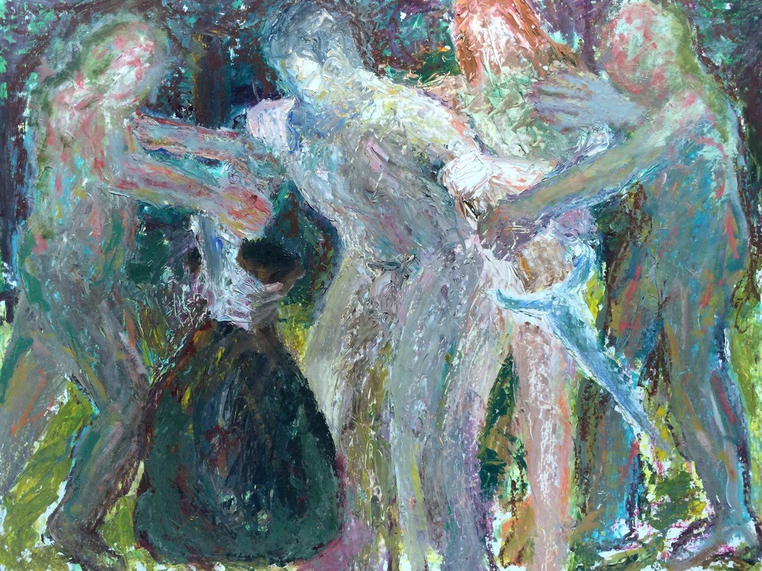 MODERN PORTRAIT OIL PAINTING RALPH NEADERLAND: MODERN PORTRAIT OIL PAINTING ON PAPER MEASURES 50 BY 39 ARTIST RALPH NEADERLAND IT IS NOT FRAMED AND IN GOOD CONDITION WE OFFER IN HOUSE SHIPPING