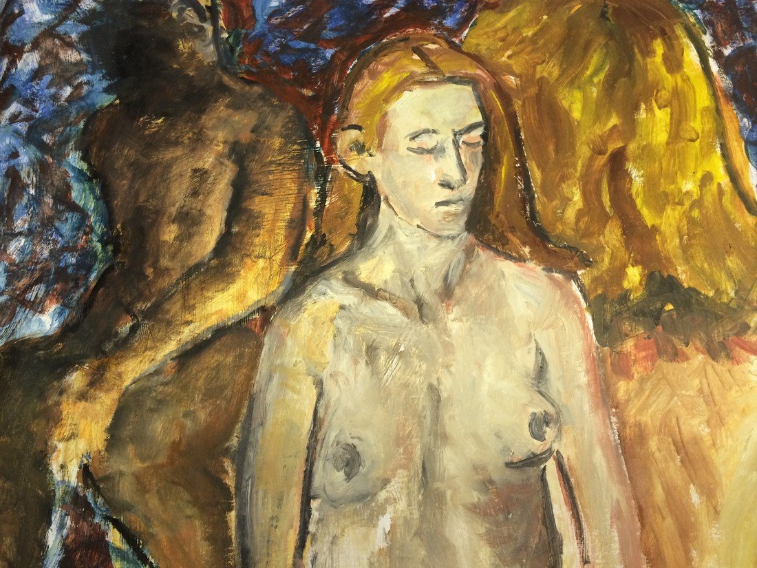 MODERN PORTRAIT OIL PAINTING RALPH NEADERLAND: MODERN PORTRAIT OIL PAINTING ON PAPER MEASURES 26 BY 37 ARTIST RALPH NEADERLAND IT IS NOT FRAMED AND IN GOOD CONDITION WE OFFER IN HOUSE SHIPPING