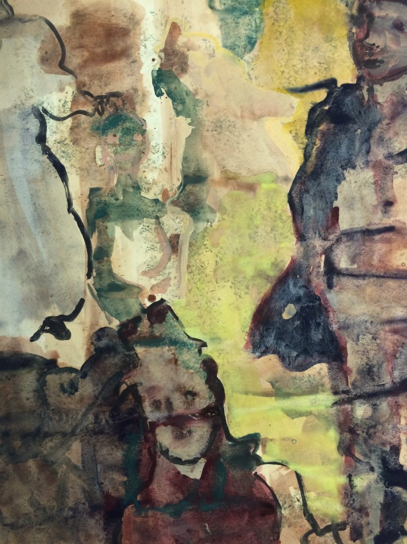 MODERN WATERCOLOR ON PAPER BY LOUISE ODES: LOUISE ODES UNSIGNED WATERCOLOR ON PAPER CIRCA 1950"S DIMENSIONS: 17"X 28" GOOD CONDITION WE OFFER IN HOUSE SHIPPING