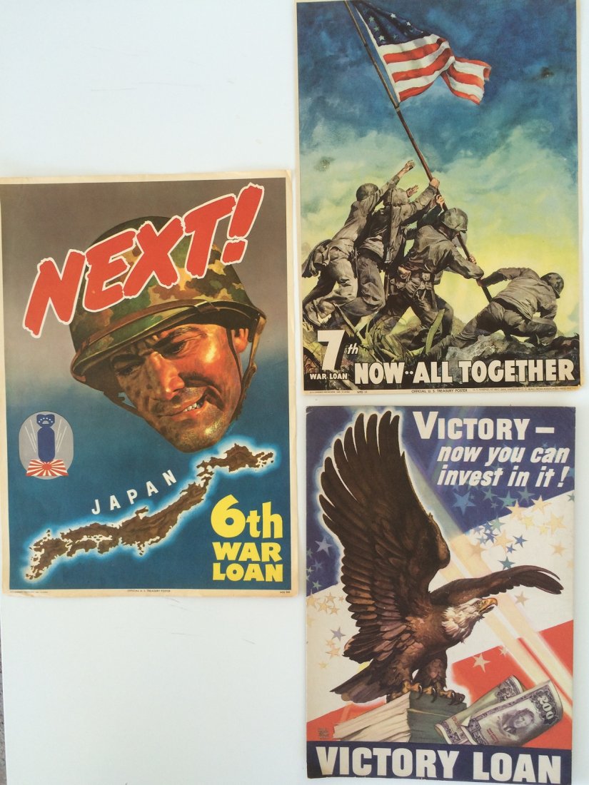 COLLECTION OF 1940\"S WAR BONDS: COLLECTION OF 3 ORIGINAL 1940"S WAR BONDS THEY ARE ALL IN GOOD CONDITION UNFRAMED . WE OFFERED IN HOUSE SHIPPING