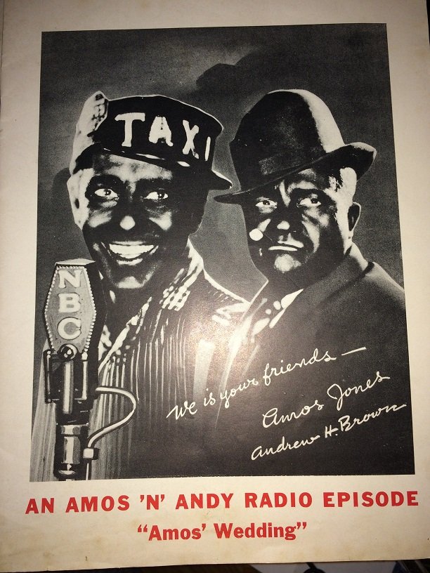 1935 AN AMOS "N" ANDY RADIO EPISODE " AMOS WEDDING ": 1935 AMOS N ANDY 4 PAGE BOOKLET OF A RADIO EPISODE SCRIPT AMOS WEDDING DONE FOR THE FIRST TIME BY THEM AT THE TIME IT IS IN GOOD CONDITION WITH SOME WARE AND TEAR , WE OFFER IN HOUSE SHIPPING