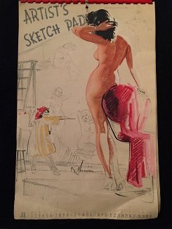 VINTAGE ARTIST PAD CALENDAR: VINTAGE ARTIST SKETCH PAD CALENDAR BY K. MUNSON GREAT PIN UP ART SOME DAMAGE AT TOP BUT OVERALL GOOD CONDITION WE OFFER IN HOUSE SHIPPING