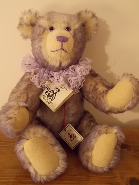 Janet Reeves Lavender Mohair Bear Lavender-n-Lace: Janet Reeves Lavender Mohair Bear Lavender-n-Lace Hug a Bear approx. 13 1/2 inches.