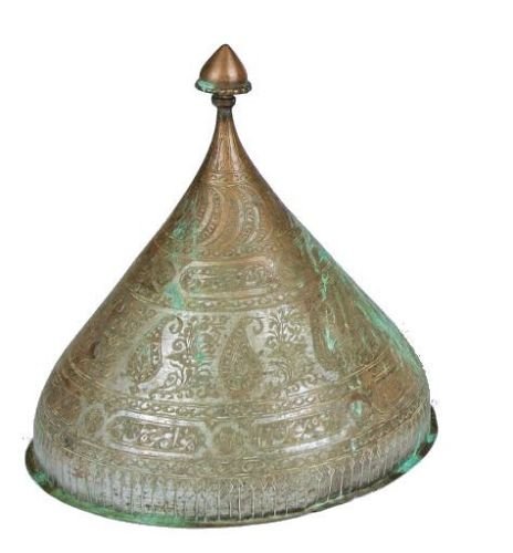 Antique Indo Persian Tinned Copper Helmet. Size 10 1/4 (1 of 2)