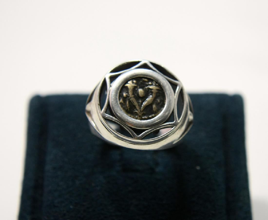 Ancient Widows Mites coin set in Silver ring c.1st cent (1 of 3)