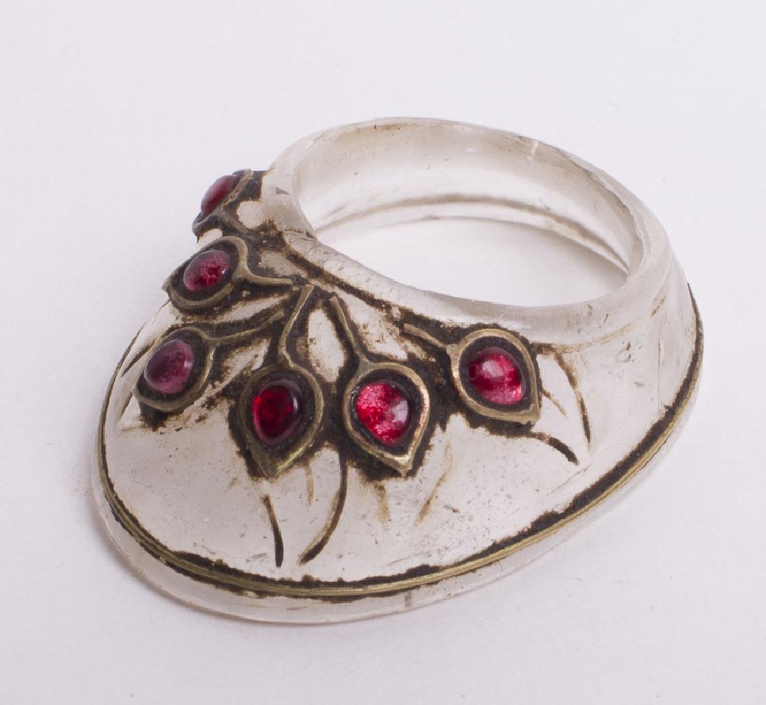 Indian, Mughal Style Jade Archer Ring with jewels (1 of 2)