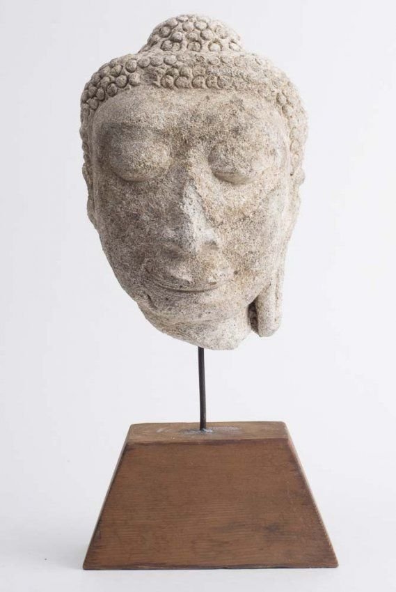 ancient Chinese ASIAN Stucco STONE Head Of BUDDHA (1 of 3)