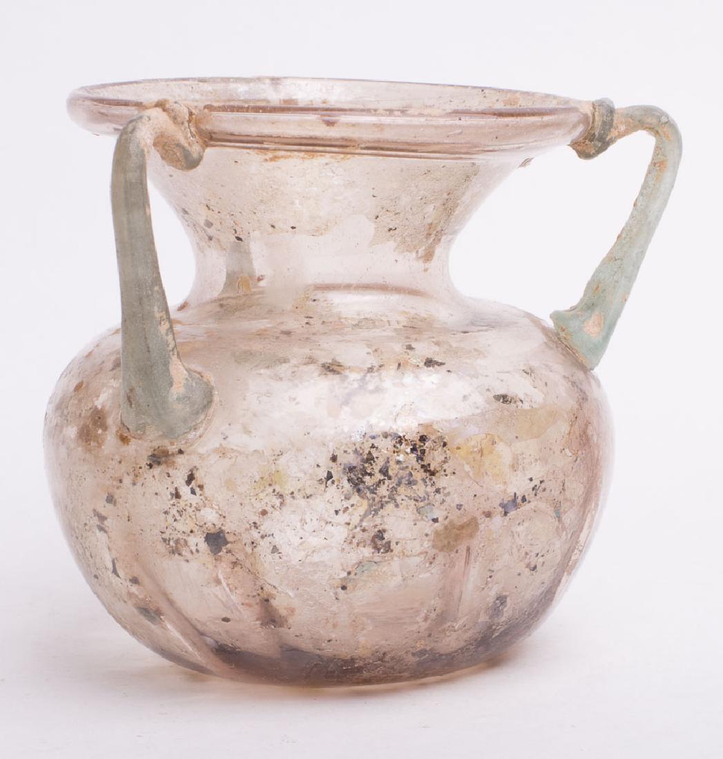 Ancient Roman Glass Jar with three handles c.2nd cen AD (1 of 3)