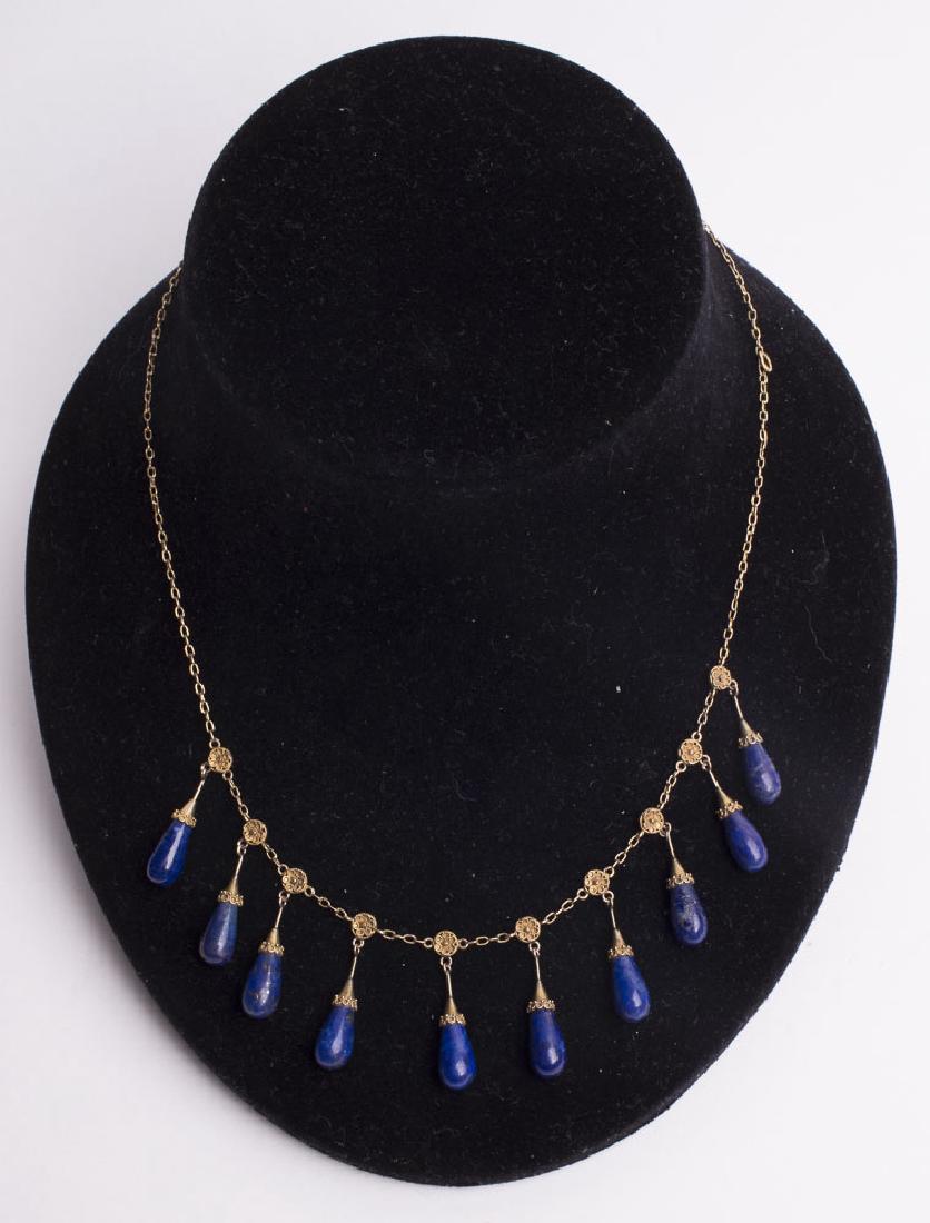 Victorian Gold Necklace with Lapis Lazuli (1 of 2)