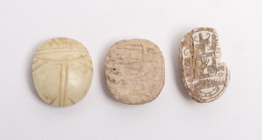 Lot of 3 Ancient Egyptian Stone Scarabs c.1550-300 BC (1 of 1)