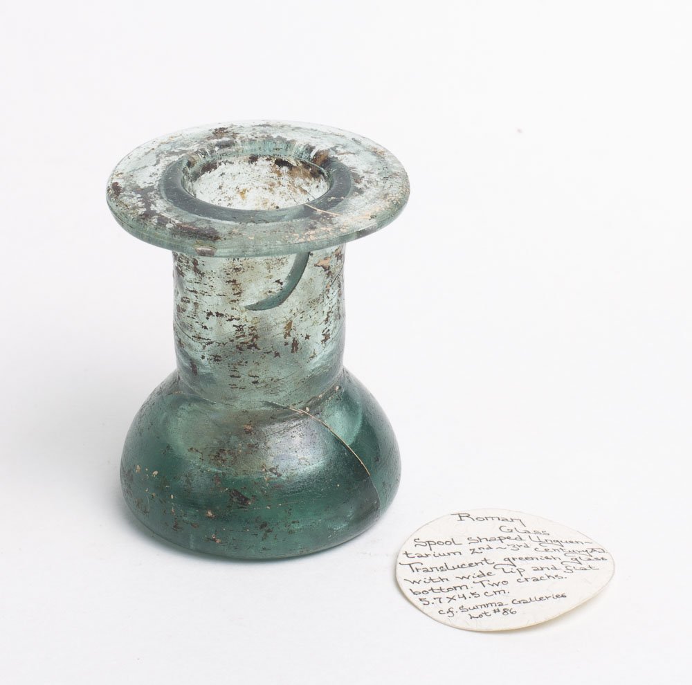 Ancient Roman Green Glass Vessel c.2nd-3rd cent AD. (1 of 2)