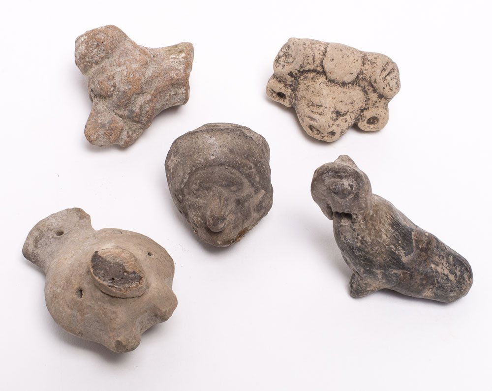 Lot of 5 Ancient Pre-Columbian Terracotta Heads Fragmen (1 of 1)