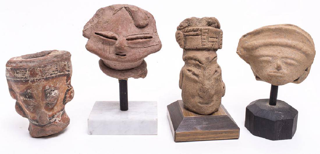 Lot of 4 Ancient Pre-Columbian Terracotta Heads Fragmen (1 of 1)