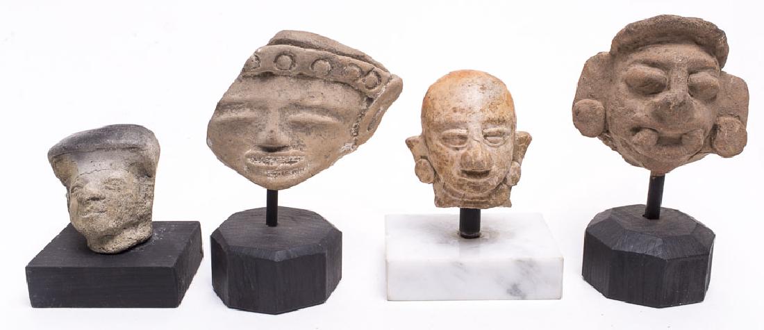 Lot of 4 Ancient Pre-Columbian Terracotta Heads Fragmen (1 of 1)