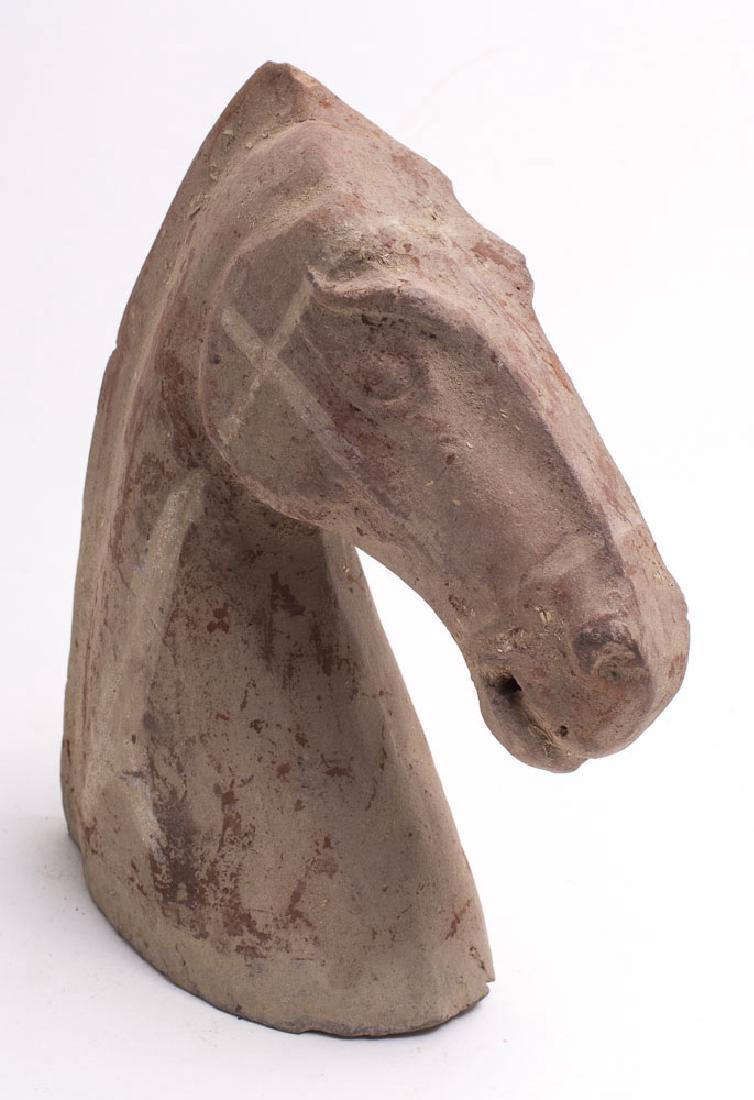 Ancient Chinese Han Dynasty red pigmented pottery horse (1 of 3)