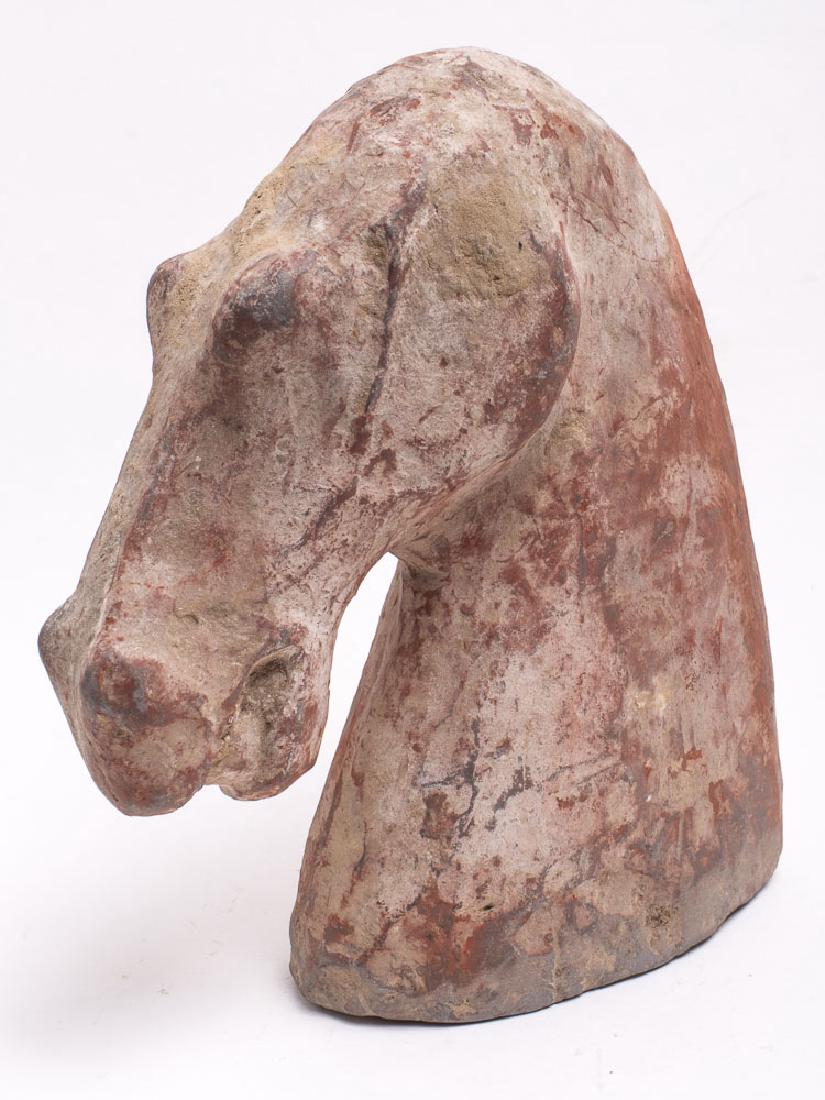Ancient Chinese Han Dynasty red pigmented pottery horse (1 of 3)