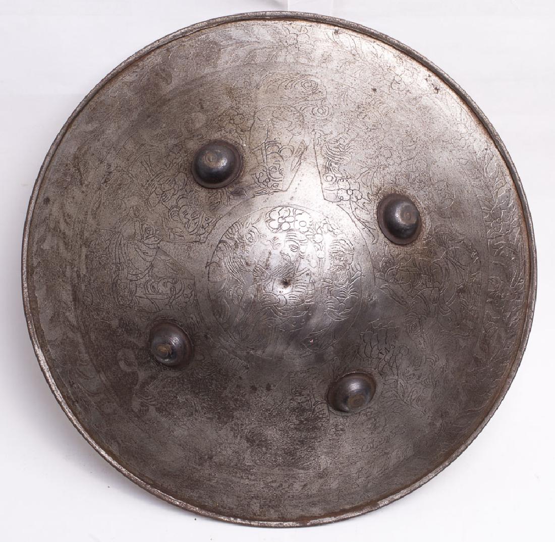 Persian Islamic Late Qajar Period Steel Shield c.19th c (1 of 2)