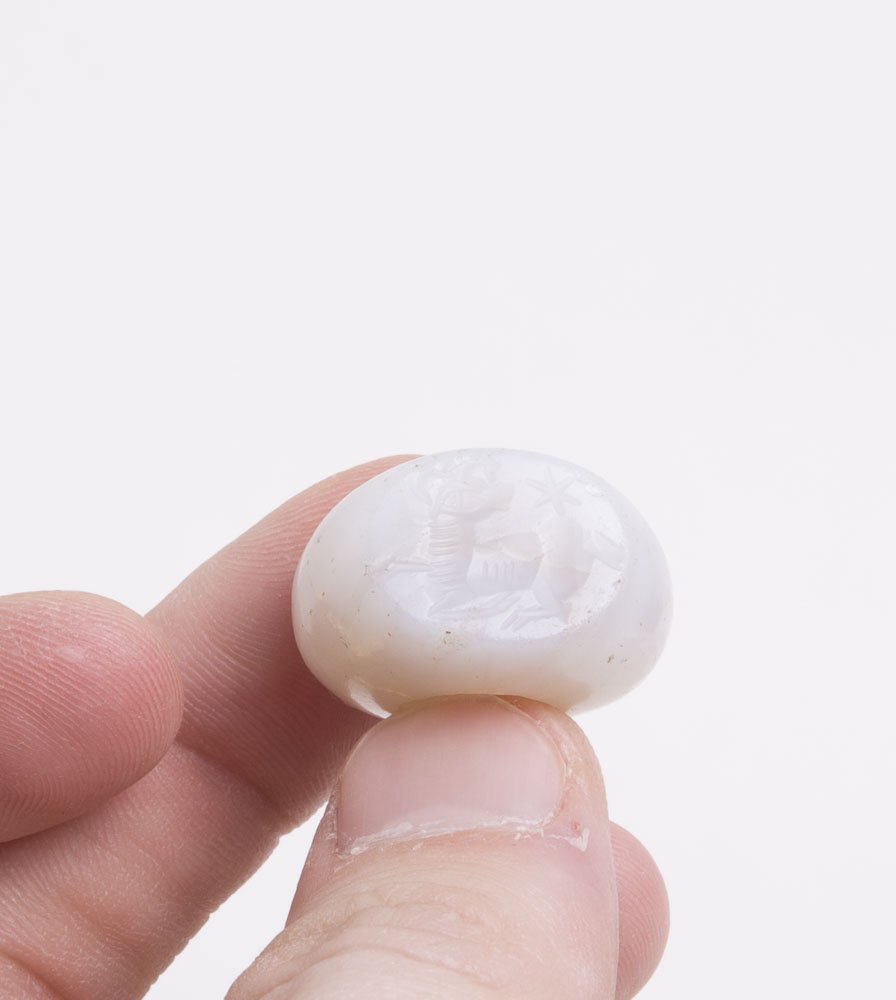 Ancient Sasanian Agate Stamp Seal with Deer c.6th Ce AD (1 of 2)