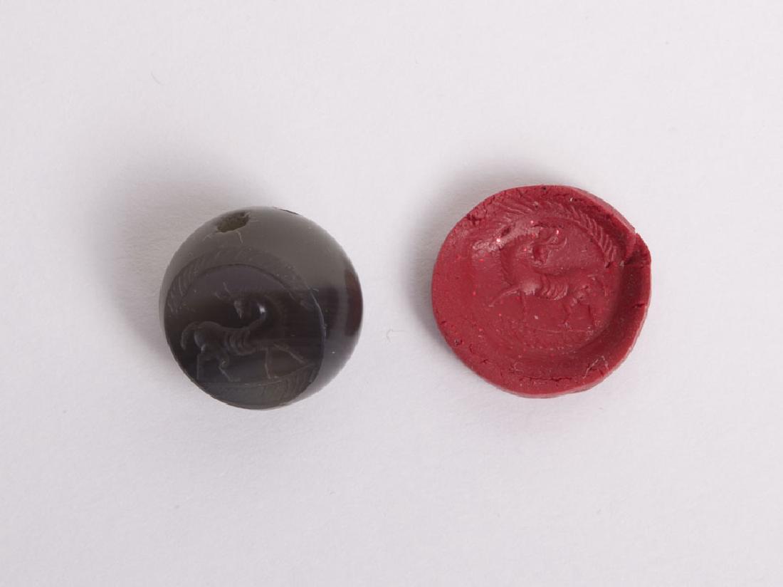 Ancient Sasanian Agate Stamp Seal with Horse c.6th c AD (1 of 2)