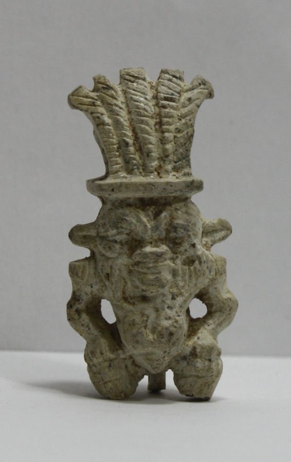 Ancient Egyptian White Steatite Bes Amulet c.650-300 BC (1 of 3)