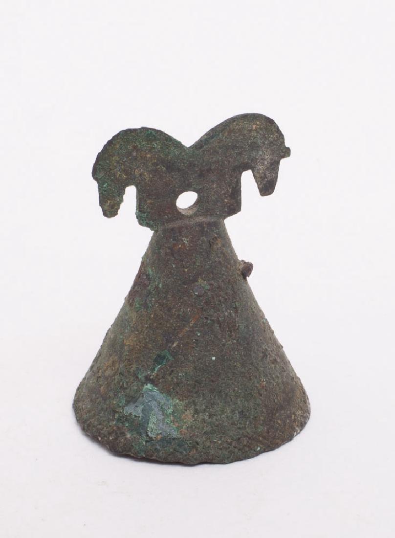 Ancient Bronze Oil Bell with Horses heads c.1st century (1 of 2)