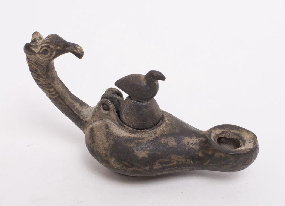 Ancient Roman Bronze Oil Lamp with Horse Handle c.200 A (1 of 2)