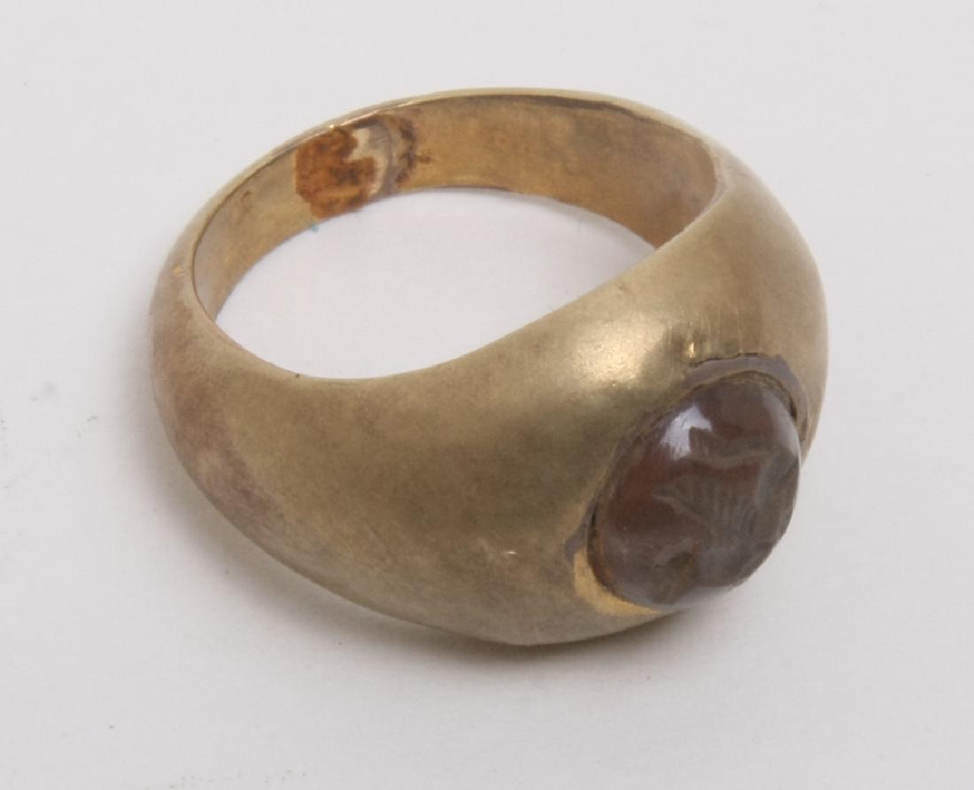 Ancient Sasanian Agate Stamp Seal Gold Ring c.6th c AD (1 of 1)
