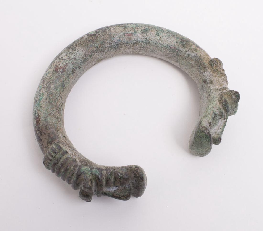 Ancient Near Eastern Luristan Bronze Bracelet with Face (1 of 2)