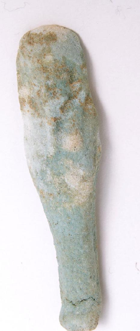 Ancient Egyptian Blue Faience Ushabti c.600-30 BC.: Ancient Egyptian Blue Faience Ushabti c.600-30 BC. Size 2 3/8 inches high. Fine blue faience Ushabti figure. Condition: perfect. Provenance: from the estate of Robert Thompson of Philadelphia, Pennsyl