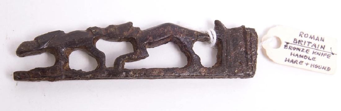 Ancient Roman Britain Bronze Knife Handle c.4th cent AD (1 of 2)