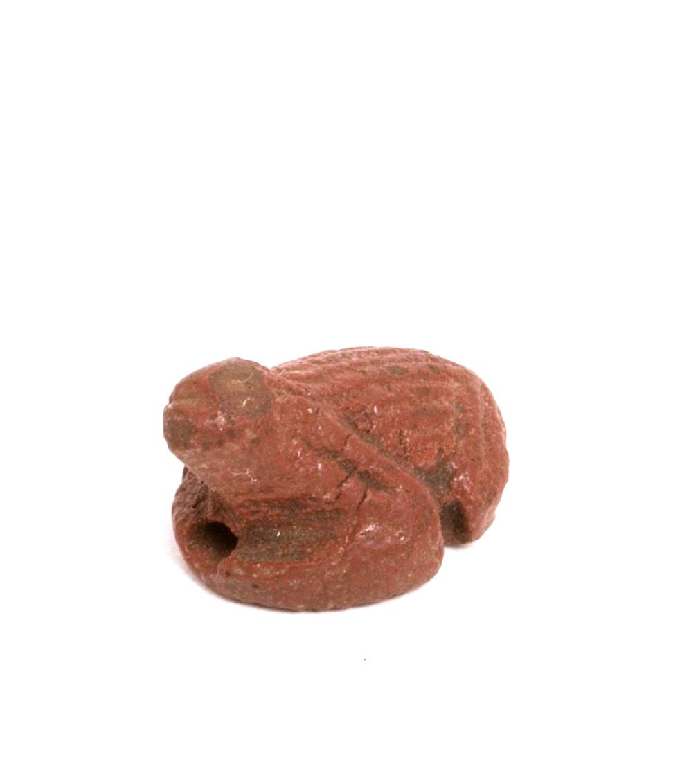 Ancient Egyptian Red Glazed seated Frog New Kingdom (1 of 2)