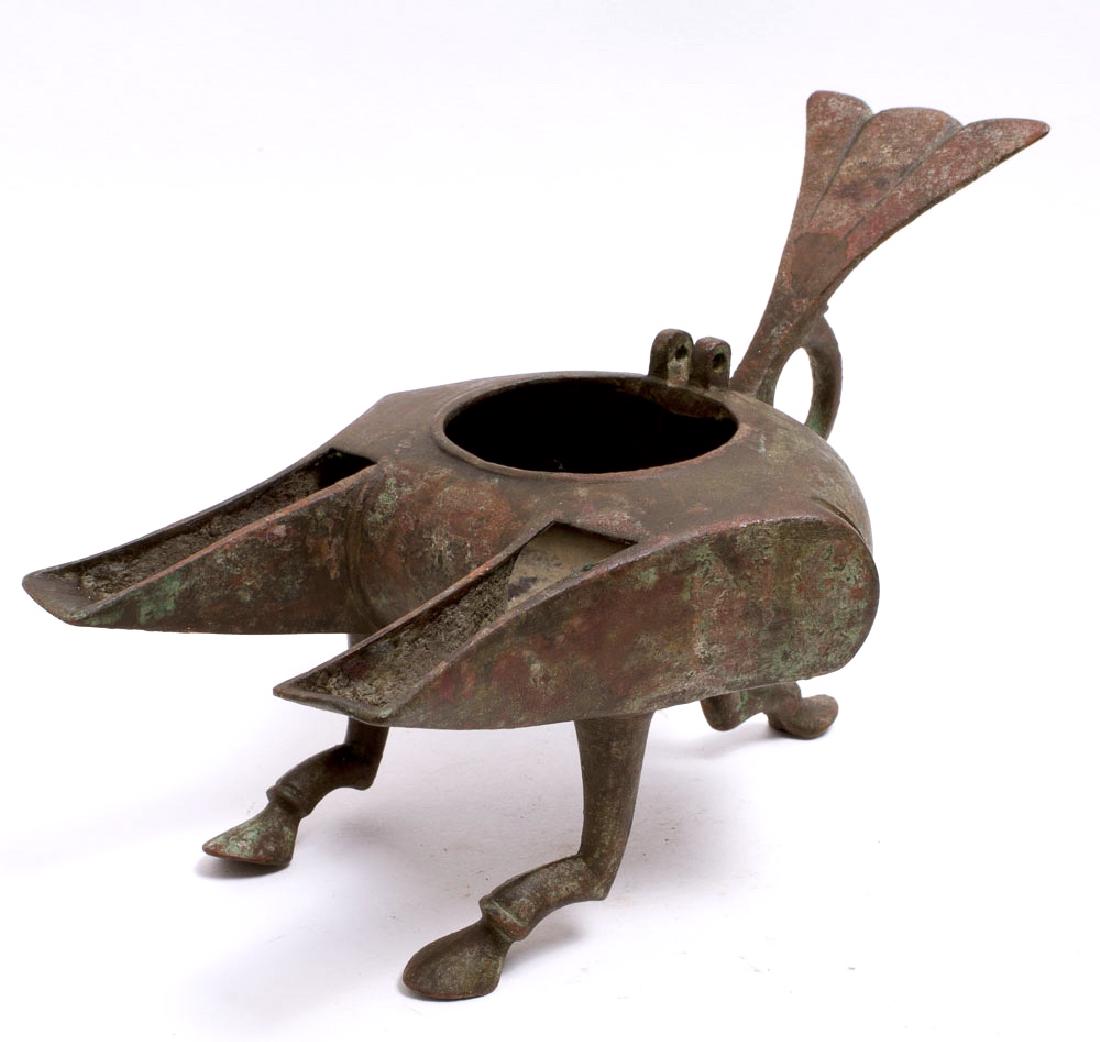Ancient Islamic Footed Bronze Oil Lamp c.8th century AD (1 of 3)