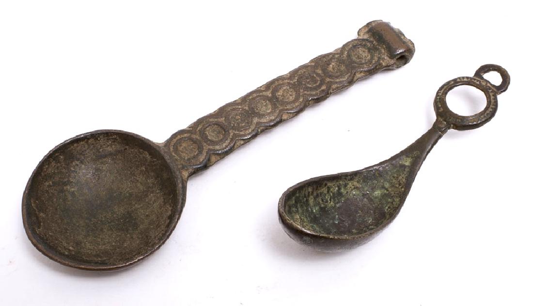 Lot of 2 Ancient Archaic Chinese Bronze Spoons