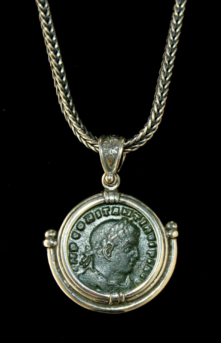 Ancient Roman Constantine Bronze coin set in Necklace (1 of 2)