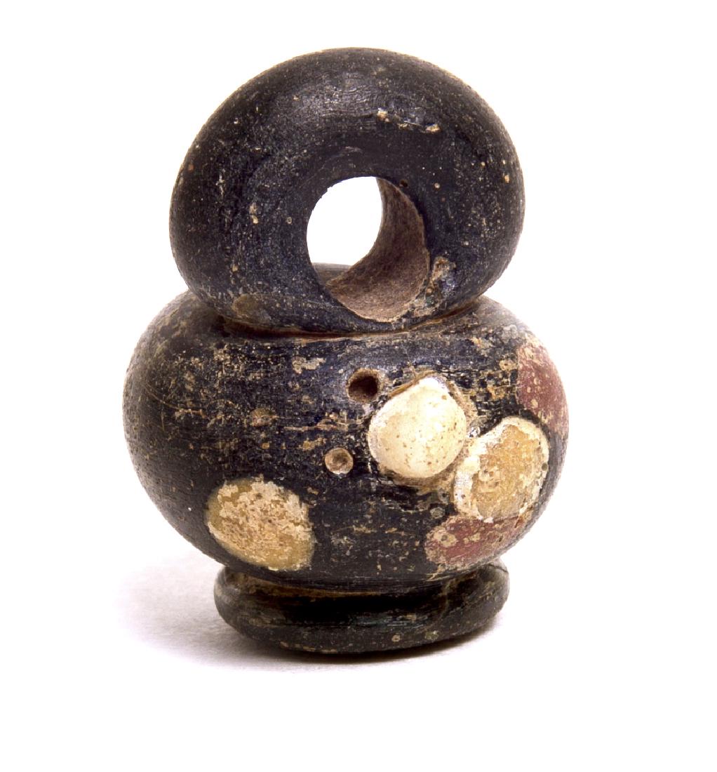 Ancient Roman Black glass Bead Amulet c.100-200 AD (1 of 2)