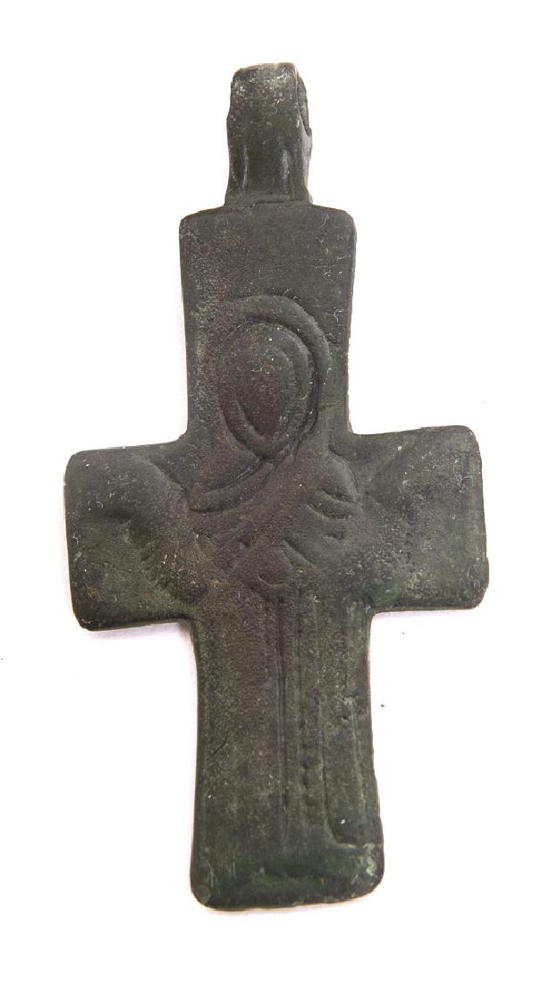 Ancient Byzantine Bronze Cross With Christ c.8th centur (1 of 2)