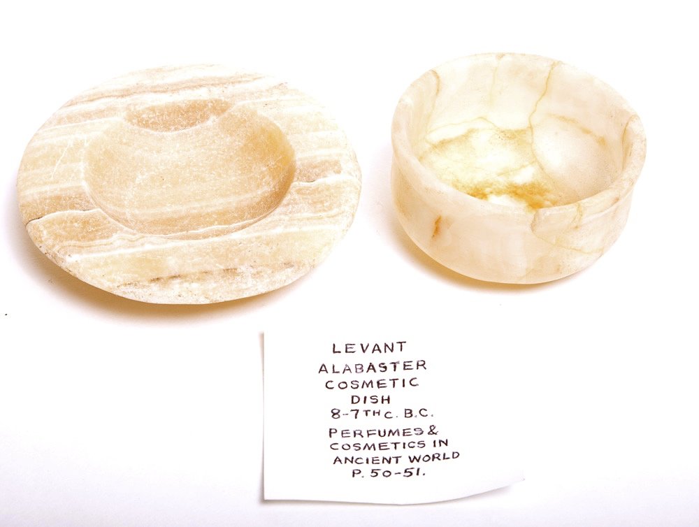 Lot of 2 Ancient Levant Alabaster Cosmetic Dish c.8th c (1 of 2)