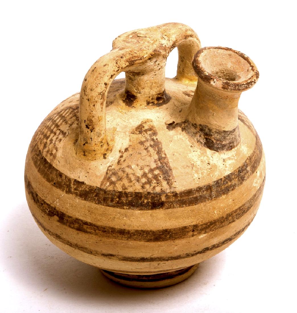 Ancient Cypriot Pottery Stirrup Jar c.700 BC. (1 of 2)