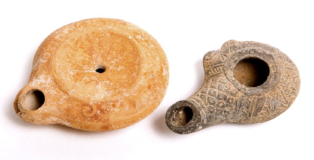 Lot of 2 Ancient Hellenistic, Roman Terracotta Oil Lamp (1 of 1)