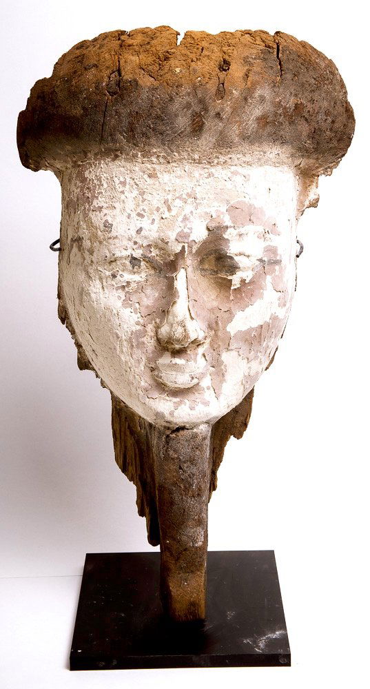 Ancient Egyptian Wood Mummy Bearded Mask c.635 BC. (1 of 3)
