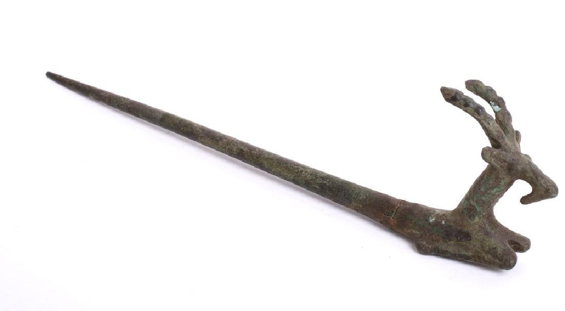 Ancient Near Eastern Luristan Bronze Pin with Deer c.10 (1 of 1)