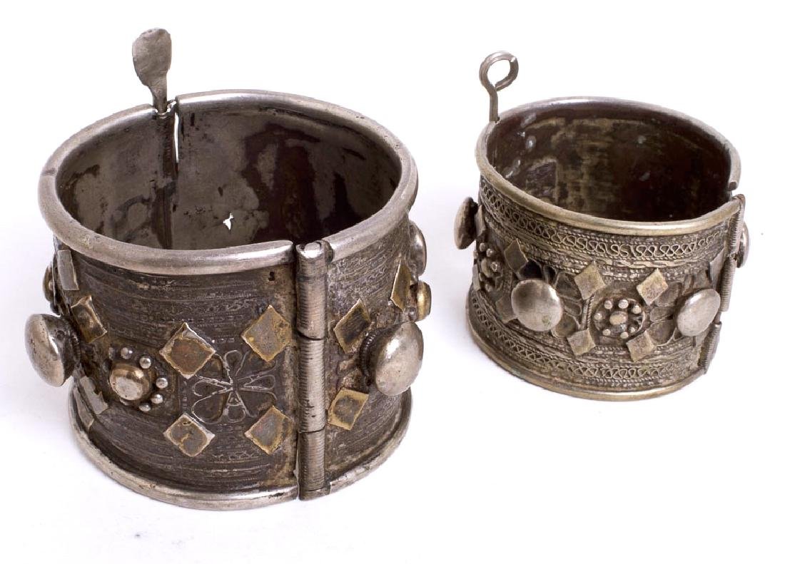 Lot of 2 Eastern Tribal Art Jewelry Silver Bracelets. (1 of 2)