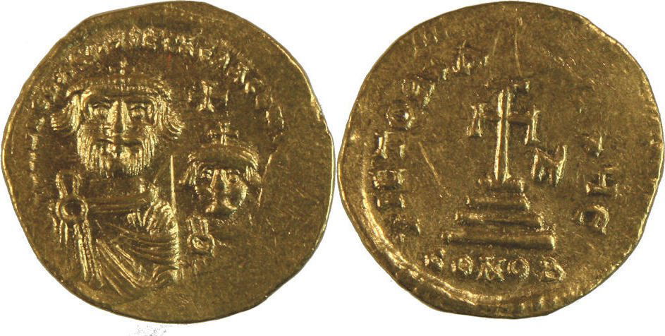 Ancient Byzantine Heraclius, with Heraclius gold coin (1 of 1)