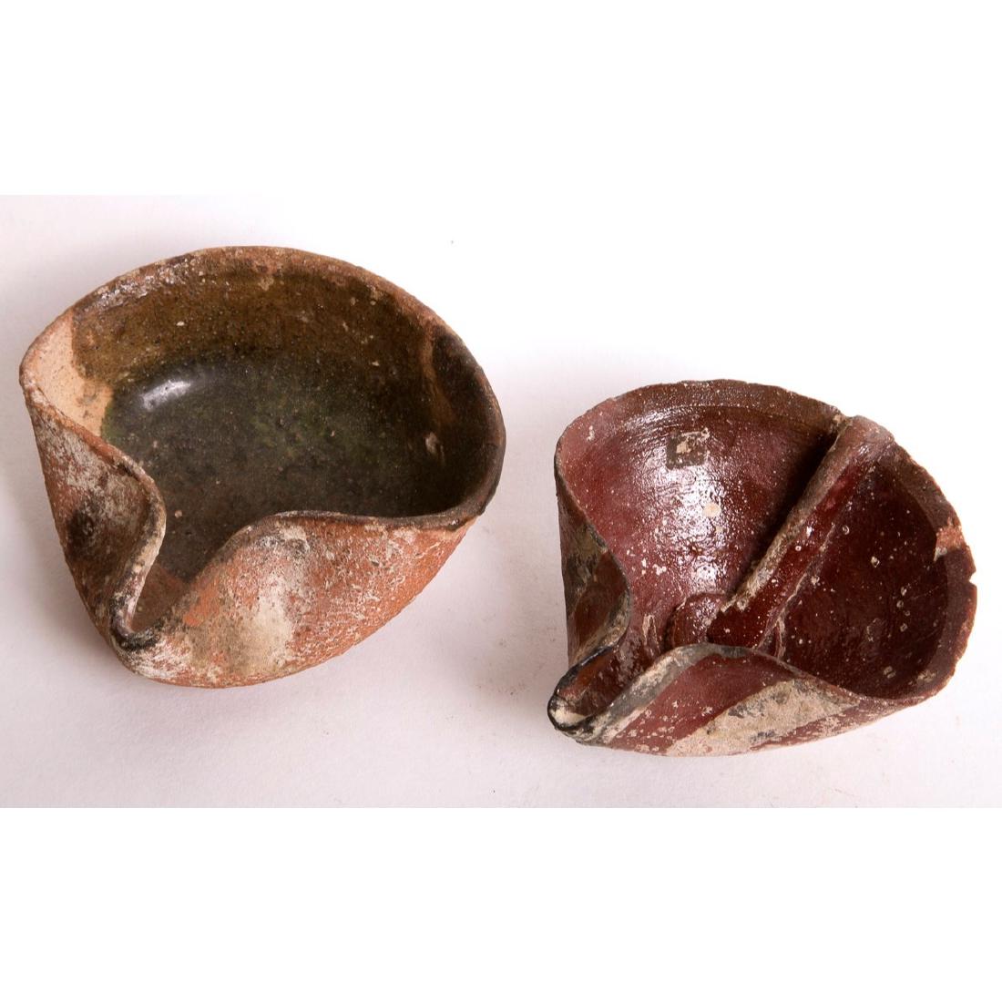 Lot of 2 Ancient Islamic Ceramic Oil Lamps c.13th ce AD (1 of 1)