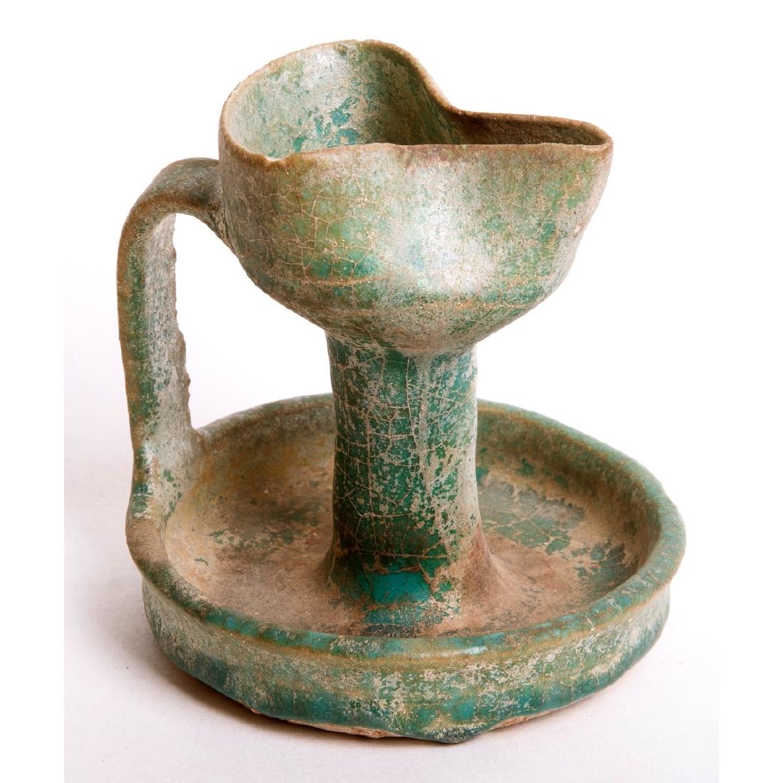 Ancient Islamic Kashan Ceramic Oil Lamp c.8th cen AD (1 of 1)