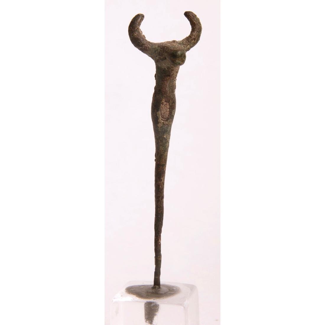 Ancient Luristan Bronze Pin with Stag c1000 BC (1 of 2)