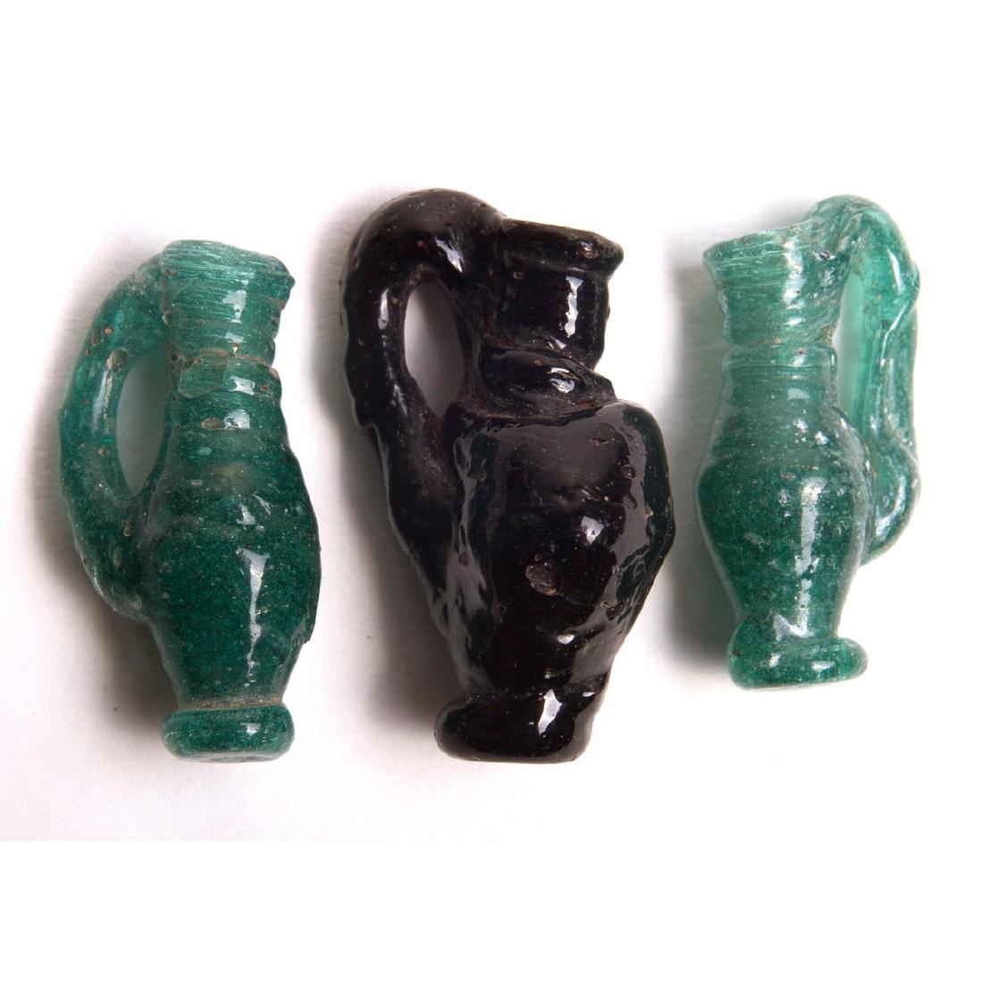 Lot of 3 Ancient Roman Miniature Glass Jugs c.2nd cent (1 of 1)