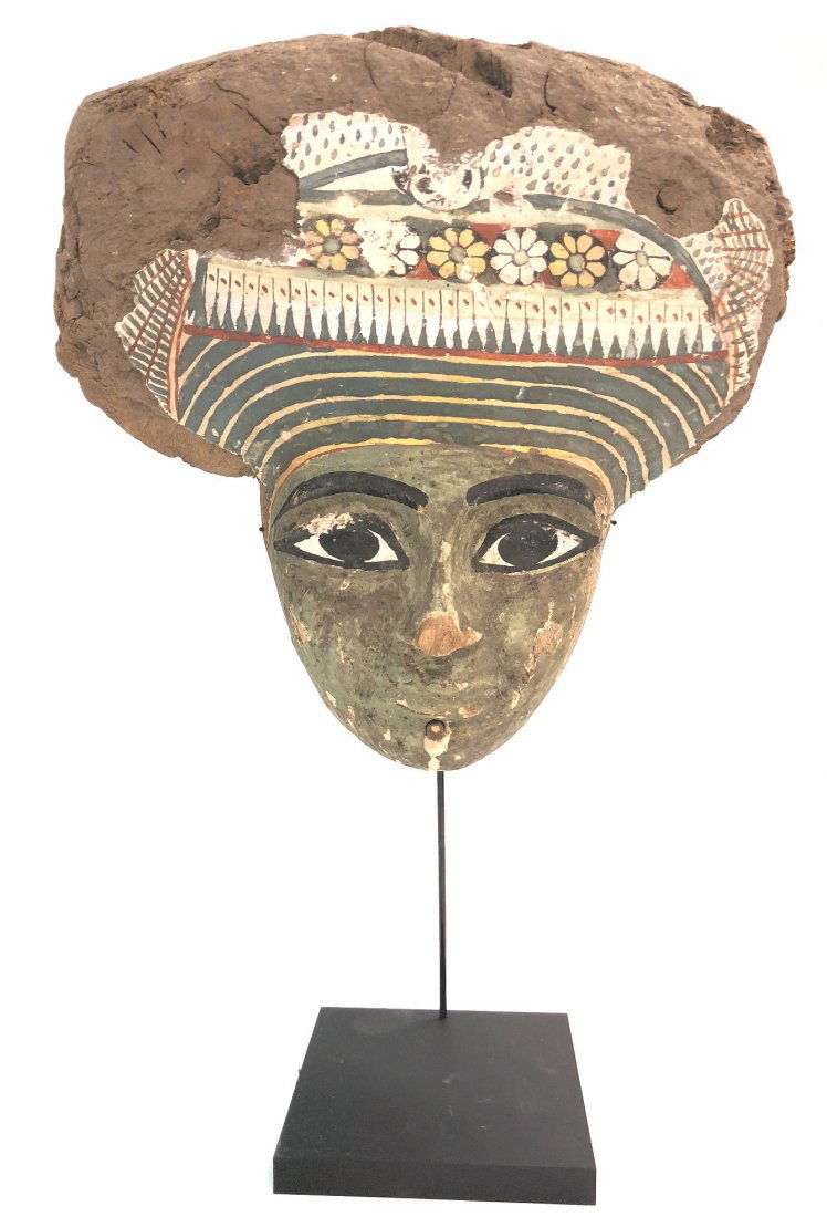 Ancient Egyptian Mummy Wood Mask 3rd Intermediate Perio (1 of 3)