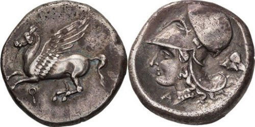 Ancient Corinthia, 345-307 BC. Silver coin Pegasos (1 of 1)
